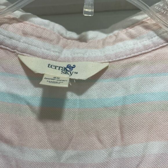 Sleeveless button down shirt with left pocket size 2XL light blue pink white - Picture 6 of 6